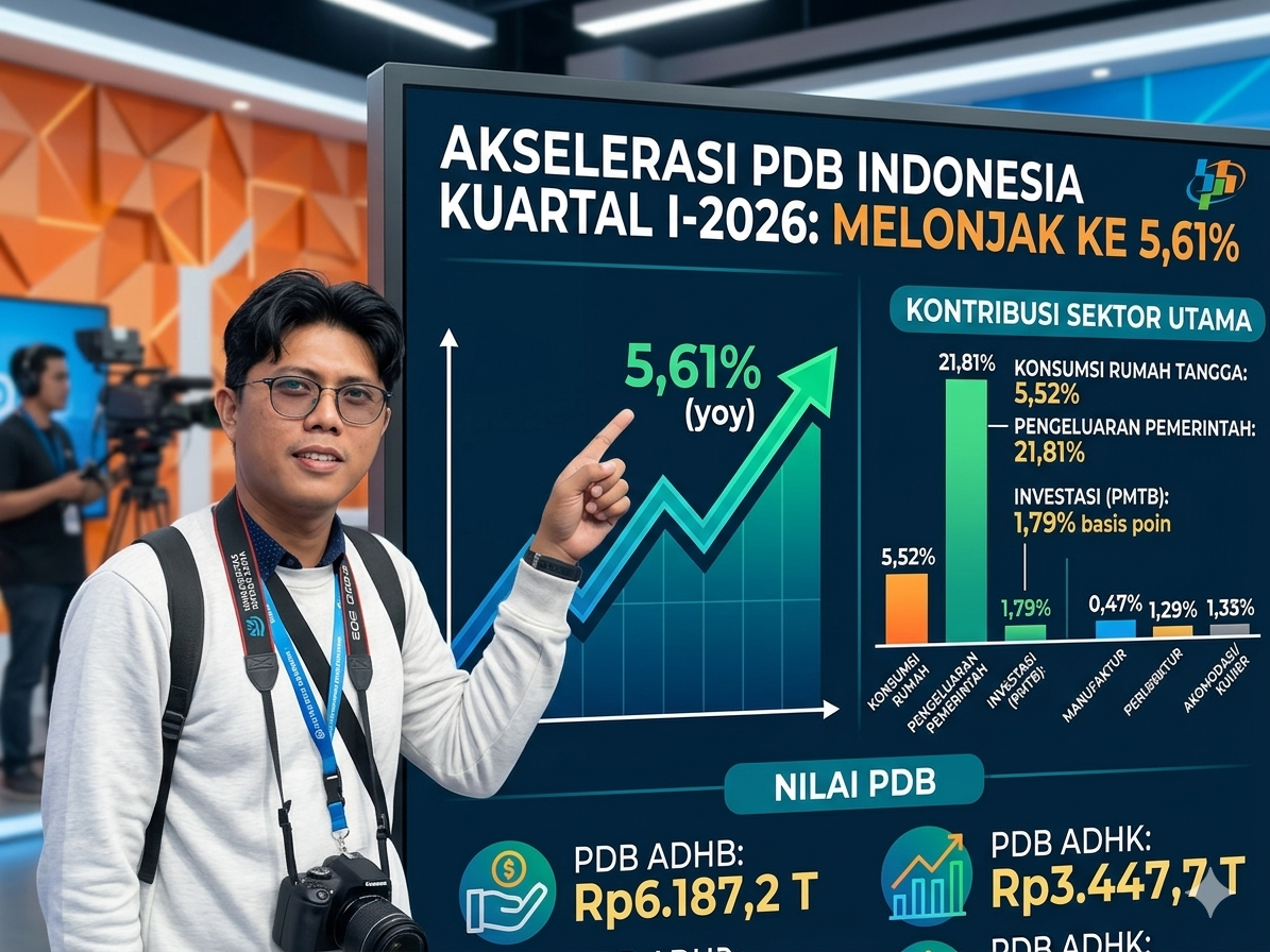 ANALISIS MAKROEKONOMI: Akselerasi PDB Indonesia Kuartal I-2026 Melesat ke 5,61%, Dipicu Ekspansi Fiskal dan Konsumsi Domestik
